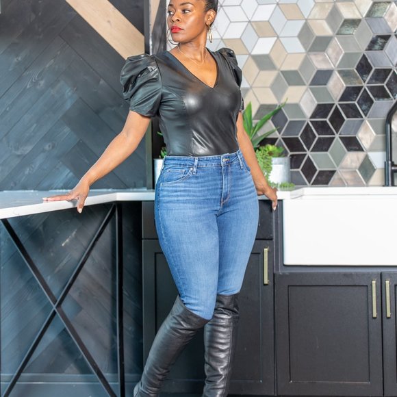 Kiwi's Boutique Catiya Faux Leather Bodysuit - Picture 2 of 3